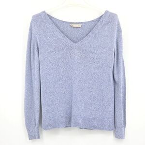 Everlane Sweater Womens Size XXS Blue V Neck Pullover Knit Fall Winter Cotton